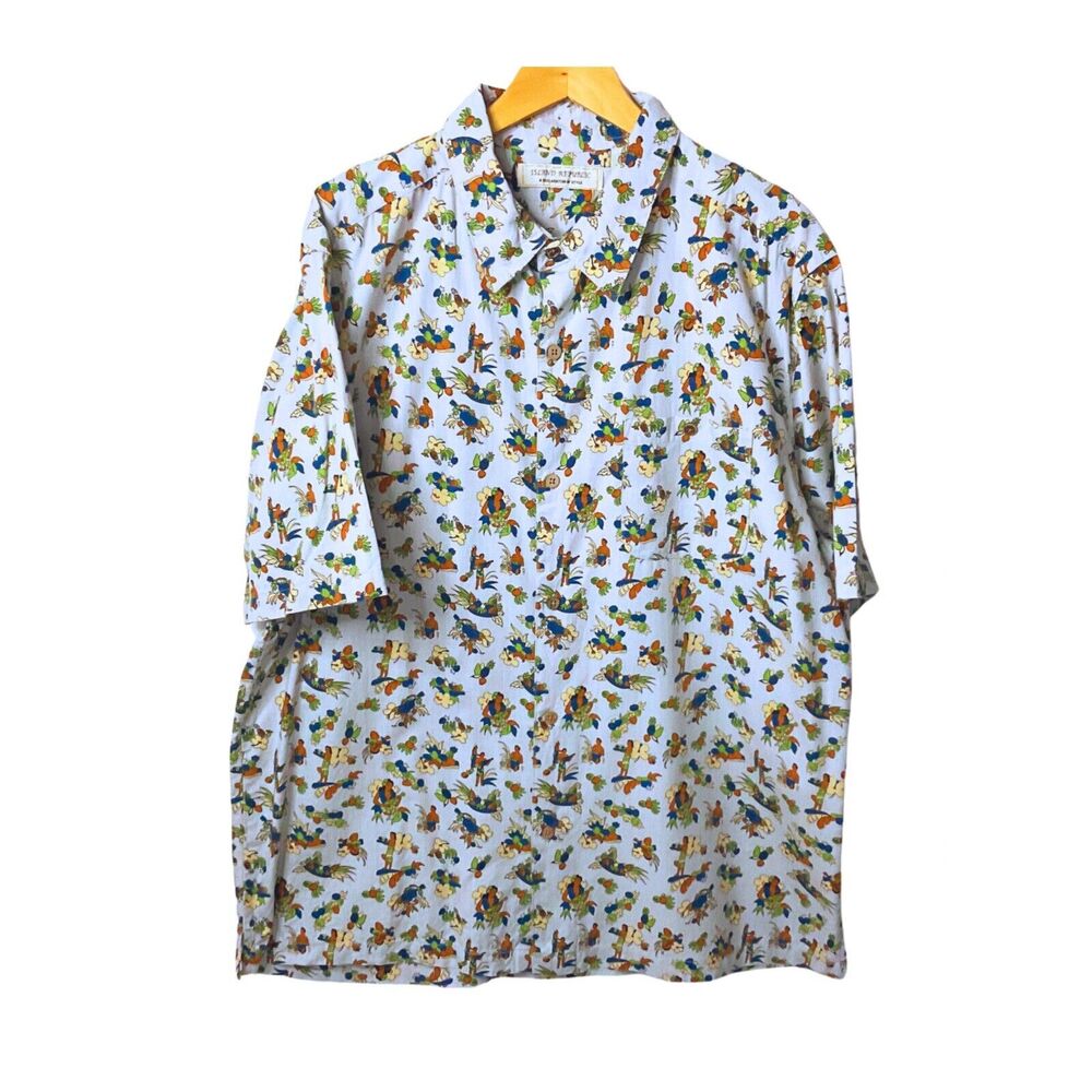 Hawaiian Mens Blue XL Camp Shirt Hipster Trendy Short Sleeve Tropical Button Up